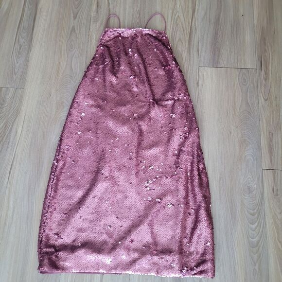 ASOS Rose Sequin Open Back Dress Size 4 - Picture 2 of 4